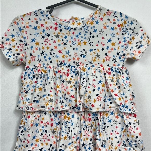 Magnetic Me Starry Print Dress - White, Blue, Orange tiers ruffles size 18-24 m - Picture 4 of 16